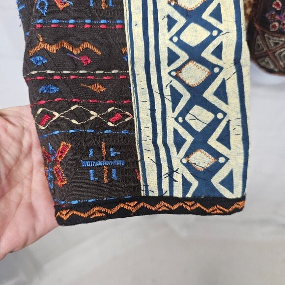 Chico's Brown Patchwork Embroidered Boho Hippie Retro Jacket 2 (L) - Picture 4 of 12